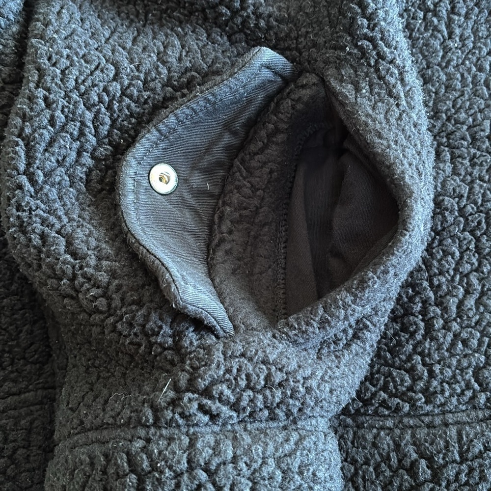 J. Crew Snap Collar Sherpa Polartec® Fleece Pullover Jacket Women’s Black Size M - Picture 7 of 12